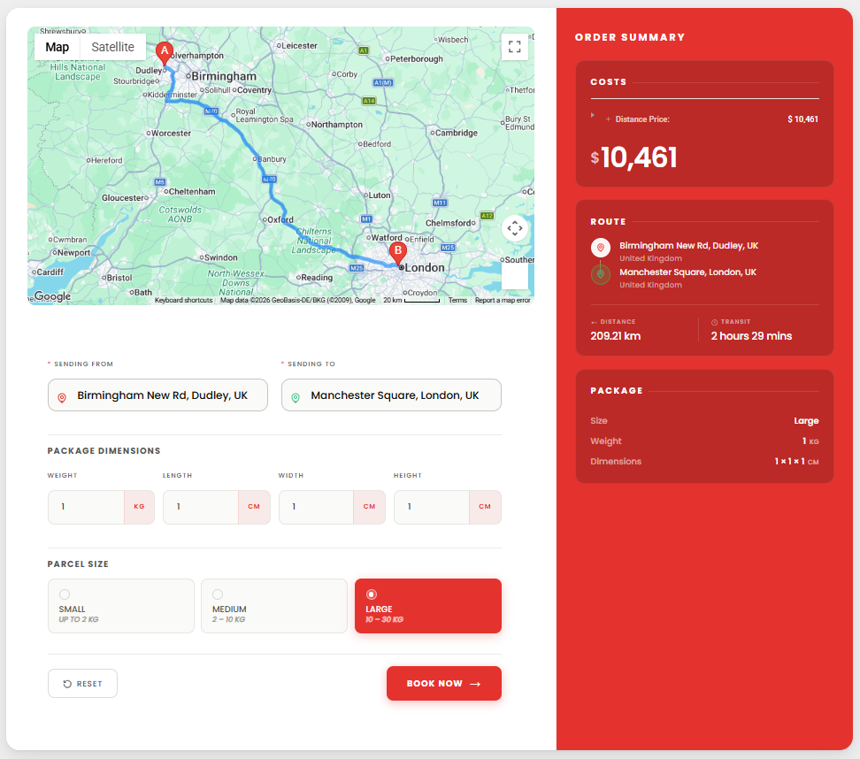 Shipping calculator on the front end