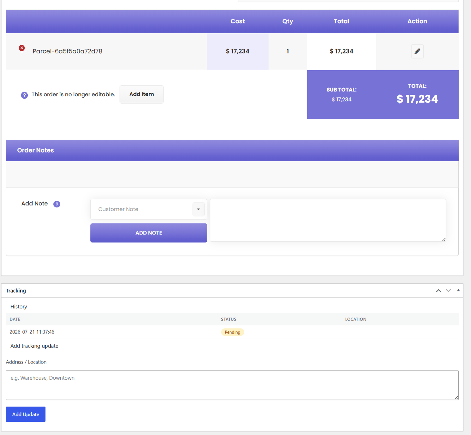 Tracking updates in admin